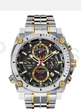 Bulova Two-Tone Precisionist Chronograph Watch - Black & Gold Dial